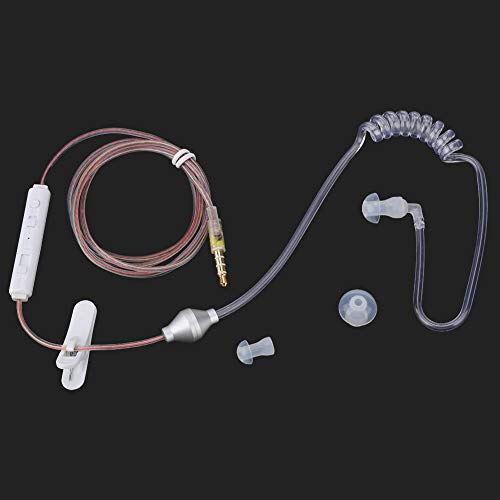 Yoidesu Universal 3.5mm Jack Acoustic Hollow Air Tube Earbuds Headphones with Microphone,Anti-Radiation in-Ear Single Earbud,Wired Cell Phone Earpiece (Clear)