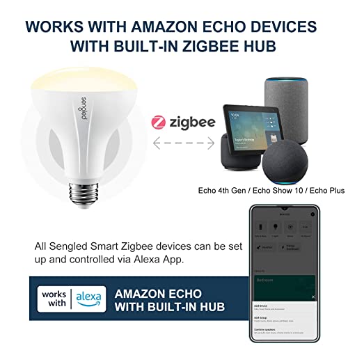 Sengled Zigbee Smart Bulb, Works with SmartThings and Echo with Built-in Hub, Voice Control with Alexa and Google Home, Hub Required, BR30 Dimmable Flood Light Bulb, Soft White 2700K, 6 Pack