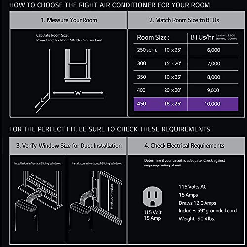 LG 10,000 BTU (DOE) / 14,000 BTU (Ashrae) Smart Portable Air Conditioner with Supplemental Heat, Cools 450 Sq. Ft, Smartphone & Voice Control Works ThinQ, Amazon Alexa and Hey Google, 115V