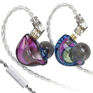 revonext earbuds wired in-ear headphones hifi stereo earbuds with microphone rh-212 iem earphone with detachable cable for musicians drummers singers earbuds（purple）