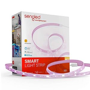 sengled smart zigbee multicolor light strip, 2m (6.56ft) base kit, hub required, also works with alexa & google assistant, rgbw, extendable, high brightness, 1400lumens (e1g-g8e)