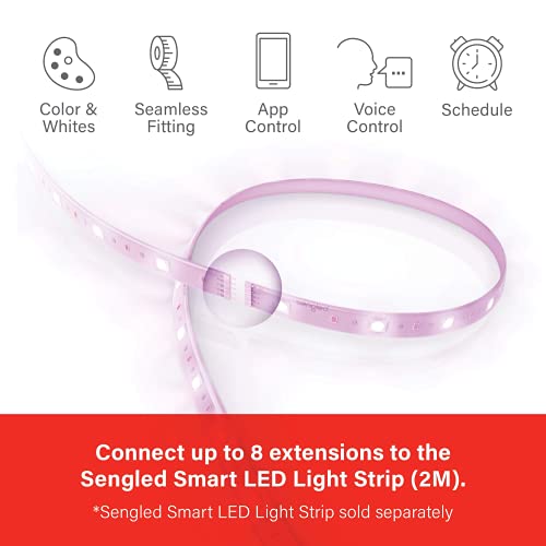 Sengled Smart Zigbee Multicolor Light Strip, 2M (6.56ft) Base Kit, Hub Required, Also Works with Alexa & Google Assistant, RGBW, Extendable, High Brightness, 1400Lumens (E1G-G8E)