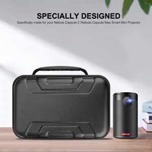 Esimen Hard Case for Nebula Capsule II/Nebula Capsule Max Smart Mini Projector by Anker and Remote Control USB Flash Drive Accessories Carry Bag Protective Storage Box (Black) (for Capsule II)