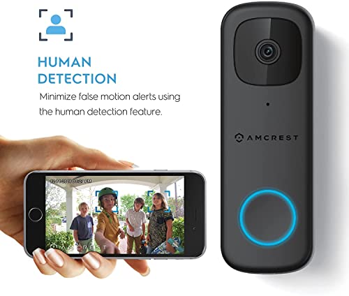 Amcrest 4MP Video Doorbell Camera Pro, Outdoor Smart Home 2.4GHz and 5GHz Wireless WiFi Doorbell Camera, Micro SD Card, AI Human Detection, IP65 Weatherproof, 2-Way Audio, 164º Wide-Angle Wi-Fi AD410