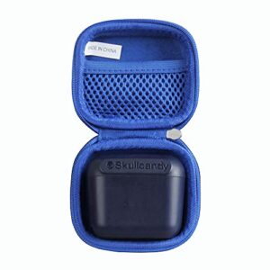 hermitshell travel case for skullcandy indy true wireless in-ear earbud (only case) (blue)