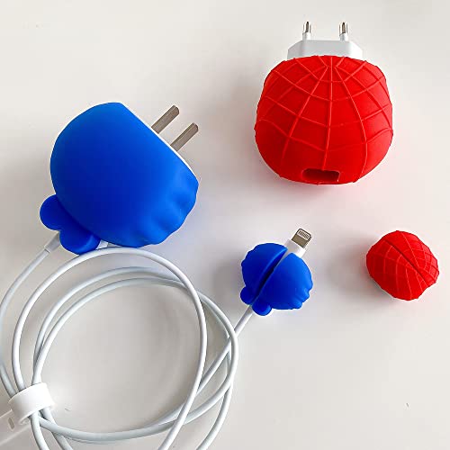 for Apple 18w/20w USB-C Power Adapter Charger,The Latest Model in 2022 3D Cute Cartoon Lightning Cable Protector Cover for iPhone Max Fast Charging Head Protective Cover (Spider &Man)
