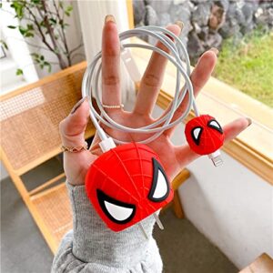for apple 18w/20w usb-c power adapter charger,the latest model in 2022 3d cute cartoon lightning cable protector cover for iphone max fast charging head protective cover (spider &man)