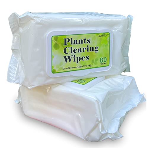 AUSHUCU Plants Cleaning Wipes Weave Unscented Wipes，Clean and Photosynthesis leaf cleaner for House Plants Outdoor Plants(2 Pack/160 Wipes)