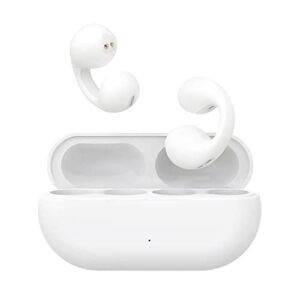 matisun wireless ear clip bone conduction headphones bluetooth 5.3 open ear, sports headset with mic sweatproof for running, bicycling, hiking (white)