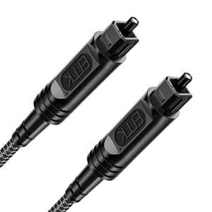 emk optical audio cable optical cable digital fiber optic toslink cable for sound bar, tv, ps4, xbox, home theater & more (3 feet/1m, slim nylon braided, black1)