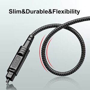 EMK Optical Audio Cable Optical Cable Digital Fiber Optic Toslink Cable for Sound Bar, TV, PS4, Xbox, Home Theater & More (3 Feet/1M, Slim Nylon Braided, Black1)