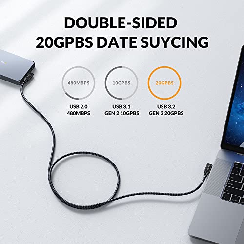 USB C to USB C Cable Right Angle 3.3 ft, iDsonix 3.2 Gen 2 USB-C Cable 100W - 4K 60HZ Video Output 20Gbps Type C Date Trandfer Cable Fast Charging Cable for MacBook Pro, iPad Pro, Samsung