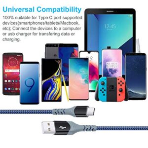 USB Type C Cable 10ft Fast Charging, Pofesun (6Pack 10ft) USB-A to USB-C Charge Braided Cord Compatible with Samsung Galaxy S10 S10E S9 S8 S20Plus Note 10 9 8,Moto Z-Black,White,Blue,Green,Purple,Rose