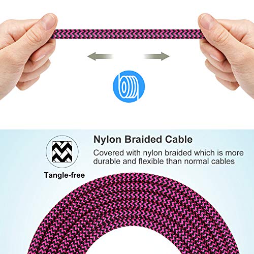 USB Type C Cable 10ft Fast Charging, Pofesun (6Pack 10ft) USB-A to USB-C Charge Braided Cord Compatible with Samsung Galaxy S10 S10E S9 S8 S20Plus Note 10 9 8,Moto Z-Black,White,Blue,Green,Purple,Rose