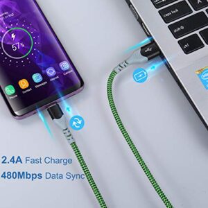 USB Type C Cable 10ft Fast Charging, Pofesun (6Pack 10ft) USB-A to USB-C Charge Braided Cord Compatible with Samsung Galaxy S10 S10E S9 S8 S20Plus Note 10 9 8,Moto Z-Black,White,Blue,Green,Purple,Rose