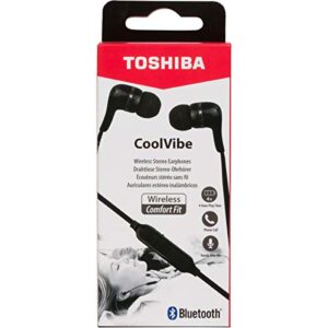 Toshiba Wireless Earbuds | Wireless Bluetooth Headphones w/Microphone | 32FT Working Range for Wireless Headphones | Wireless Earphones w/ 4 Hour Music/Talk Time| Micro USB Charging | RZE-BT312E(K)