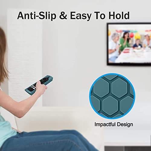 Fintie Silicone Case for Amazon Hisense/Toshiba/Insignia/Pioneer/Fire TV 4-Series/Fire TV Omni (QLED) Series TV Remote - [Anti Slip] Shockproof Cover for Fire TV Alexa Voice Remote, Dark Cyan