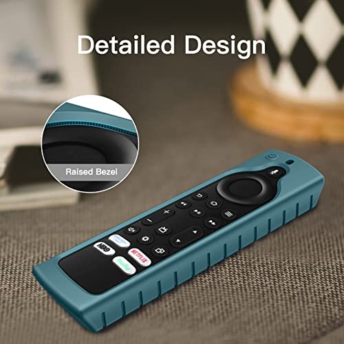 Fintie Silicone Case for Amazon Hisense/Toshiba/Insignia/Pioneer/Fire TV 4-Series/Fire TV Omni (QLED) Series TV Remote - [Anti Slip] Shockproof Cover for Fire TV Alexa Voice Remote, Dark Cyan