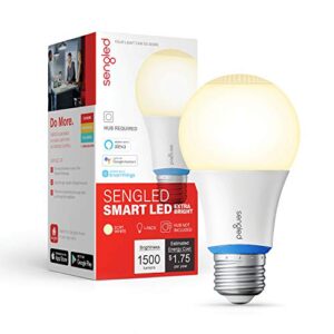 sengled smart light bulbs 100w, zigbee hub required, soft white smart bulbs work with alexa, google, smartthings, echo 4th, echo show 10, echo plus, dimmable a19 led light 2700k 1500lm, e26 1 pack