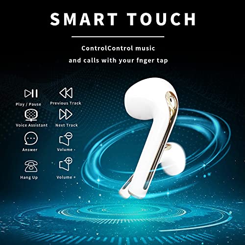 Villepni Bluetooth Wireless Earbuds, Wireless 5.1 Bluetooth Headset, Led Power Display Earphones, IPX7 Waterproof Earbud Noise Reduction Microphone, Suitable for Leisure Entertainment/Work