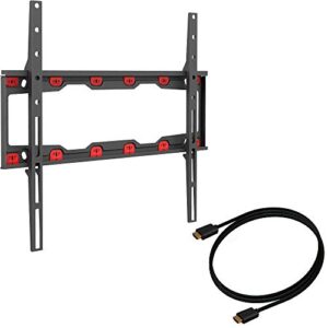 barkan tv wall mount, 19 – 65 inch fixed, drywall no stud no drill screen bracket, holds up to 71lbs, auto lock patented, 5 year warranty , fits led oled lcd, including 6 ft 4k hdmi cable black