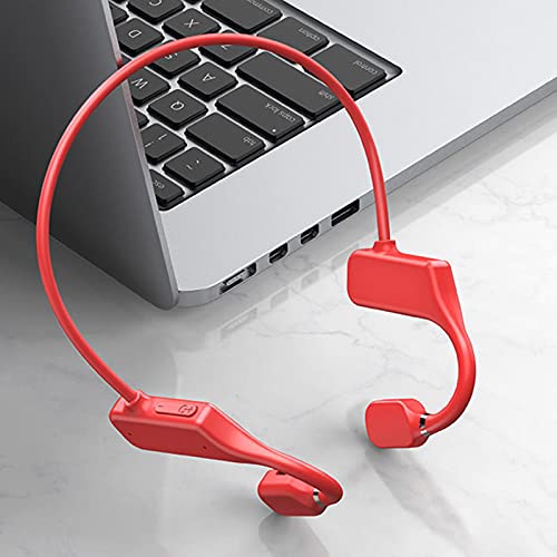 ZTGD Wireless Bluetooth Bone Conduction Headphones Ear Hook Bluetooth-Compatible 5.1 Earphone IPX5 Waterproof Wireless Headphone for Sports Red