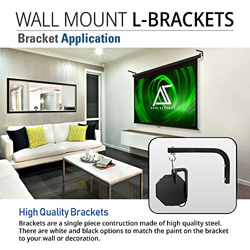 Akia Screens 10 inch Universal Projector Screen L-Bracket Wall Hanging Mount Kit 10" Adjustable Extension with Hook for Projector Screen Indoor Outdoor Movie Video Home Theater, Black, AK-ZLB10B