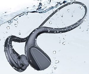 ikxo waterproof bone conduction headphones bluetooth 5.0 wireless earbuds ipx8 open ear underwater bluetooth gym headphones with microphone for swimming running, sports