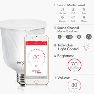 Sengled Pulse Dimmable LED Light Bulb with a Built-In Wireless Bluetooth JBL Speaker, Satellite Bulb, Pearl White
