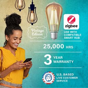 Sengled Zigbee Smart Bulb, Smart Hub Required, Work with SmartThings and Echo with built-in Hub, Voice Control with Alexa and Google Home, Amber Warm 2000K Smart Edison Bulbs, 60W Equivalent 1 Pack