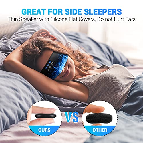 LC-dolida Bluetooth Headphones Headband, Flame Sleep Band Sleep Mask Bluetooth Sport Headband Music Headsets with Thin Speaker Microphone Handsfree,Gifts for Men Perfect for Workout (Blue)