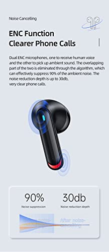 Wireless Earbuds Bluetooth 5.2Chip Bluetooth Earphones Earbud Noise Cancellation Sports Headphones with Charging Case Bluetooth Headphone Earbuds Gaming Ear Pods for Running 28hrs of Play Time (Black)