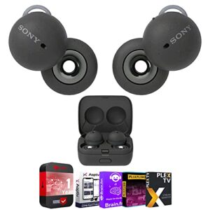 sony wfl900/h linkbuds truly wireless earbuds headphones w/alexa built-in (gray) bundle with tech smart usa audio entertainment essentials bundle and 1 yr cps enhanced protection pack