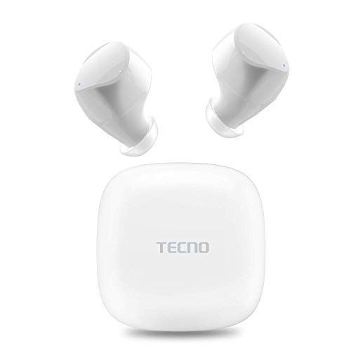 Tecno True Wireless Earbuds Noise Cancelling, Wireless Bluetooth Headphone with Microphone, Wireless in Ear Earbuds with Charging Case, Touch Control Waterproof with Mic Deep Bass for Sport White, H2