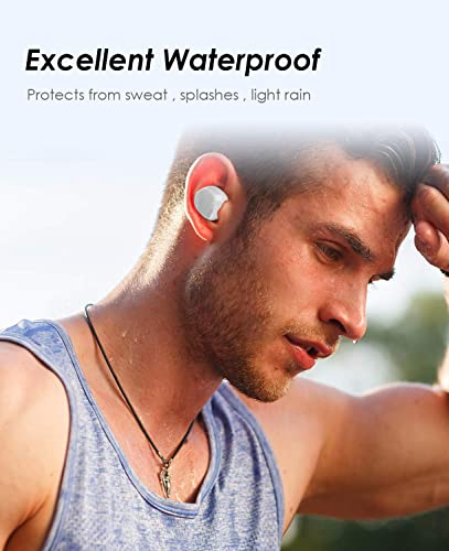 Tecno True Wireless Earbuds Noise Cancelling, Wireless Bluetooth Headphone with Microphone, Wireless in Ear Earbuds with Charging Case, Touch Control Waterproof with Mic Deep Bass for Sport White, H2