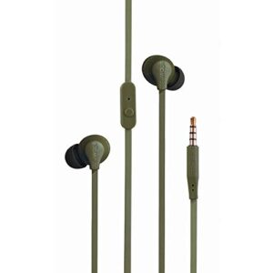 boompods – sportline 3.5mm wired headphones – perfect for running – wired for best sound in headphones – go for a workout and play sports while enjoying your music (pink) (army green)
