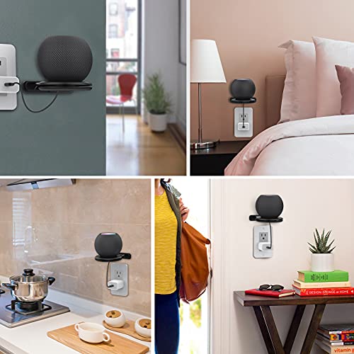 AHASTYLE iHomePod Mini Wall Mount Holder ABS Stand [Built-in Cord Management] Stable Bracket Holder for HomePod Mini [Need to Drill] (Black-2pcs)