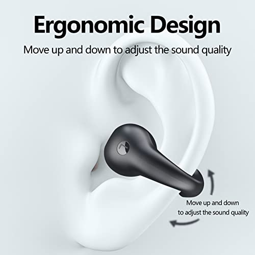 Kadlawus Bluetooth 5.3 Wireless Headphones - Waterproof Headset Open Headphones Digital Display Finger Control HiFi Sound for Sports Open Ear Headset