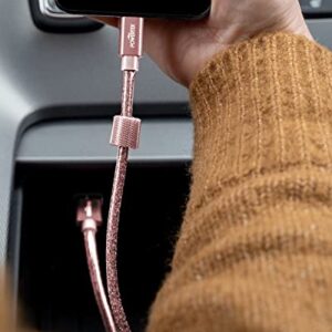 LIQUIPEL USB Type C Cable 6ft, USB A 2.0 to USB-C Fast Charger Extra Long Durable, Glitter Cables (Rose Gold)