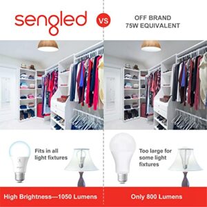 Sengled Alexa Light Bulb, 75W Equivalent Smart Light Bulbs, 1050LM High Brightness Bluetooth Mesh Smart Bulbs That Work with Alexa Only, Dimmable LED Light Bulbs A19 5000K, No Hub Required, 4 Pack