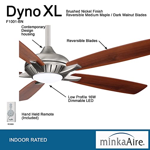 Minka Aire F1001-BN Dyno XL 60" Ceiling Fan with LED Light & Remote, Brushed Nickel