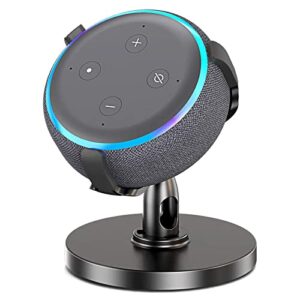 stand for echo dot 3rd generation, 360° adjustable table holder, space-saving dot accessories with cable management, non muffled sound original outlet bracket mount for smart home speaker