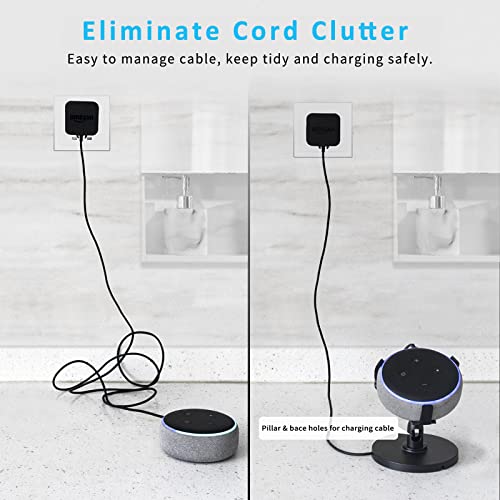 Stand for Echo Dot 3rd Generation, 360° Adjustable Table Holder, Space-Saving Dot Accessories with Cable Management, Non Muffled Sound Original Outlet Bracket Mount for Smart Home Speaker