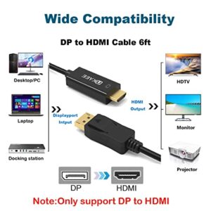 UKYEE Disiplay Port to HDMI Cable 3ft 2-Pack, Disiplay Pot(DP) to HDMi 3 Feet Male to Male Cord Converter for PCs to HDTV, Monitor, Projector