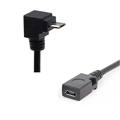 GuangMaoBo 90° Degree Angle USB Micro B 5P Female to 5P Male Left Right Down Up Angled Extension Cable Adapter for Phone Charger Data Sync Tablet Cord Adaptor … (DWON Angle)