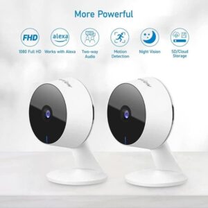 LaView Smart Indoor Security Camera for Home(2 Pack), 1080p HD Baby Monitor with Motion and Sound Detection,Two-Way Audio, Night Vision, US Cloud Server & SD Card Storage, Compatible with Alexa