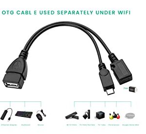 OTG Cable for TV Stick 4K Lite, Max, Cube, with Ethernet Adapter, USB HUB to Add Memory Storage and Bluetooth