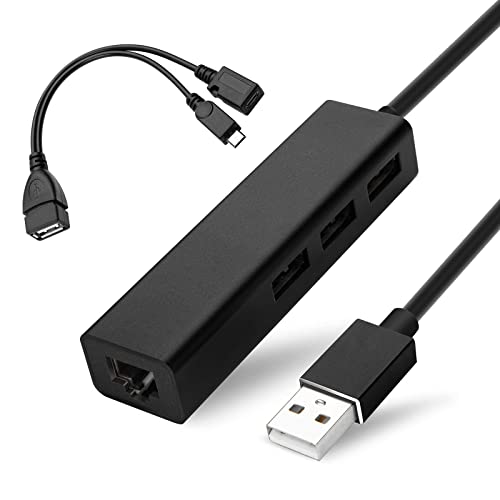 OTG Cable for TV Stick 4K Lite, Max, Cube, with Ethernet Adapter, USB HUB to Add Memory Storage and Bluetooth