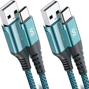 sweguard USB C Cable 3.1A Fast Charging [2-Pack,3.3ft+3.3ft], USB-A to USB-C Charger Nylon Braided Cord for Samsung Galaxy S22 S21 S20 S10 S9 S8 Plus/FE Note 20 10 9 8, A71 A51 A32,LG,Moto,PS5-Green