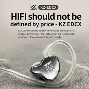 KZ HiFi in Ear Earphones for Music Lover,KZ EDC X Dynamic Driver IEM Earbuds Headphone, Budget Headsets for Gaming and Sports (Transparent Gray, Without Mic)